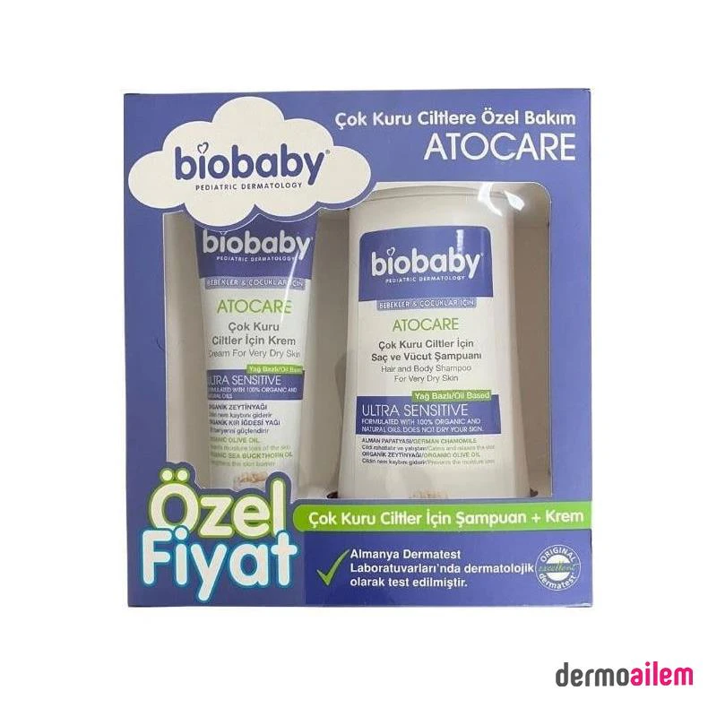 Biobaby Kuru ve Çok Kuru Ciltler için Şampuan ve Krem Set