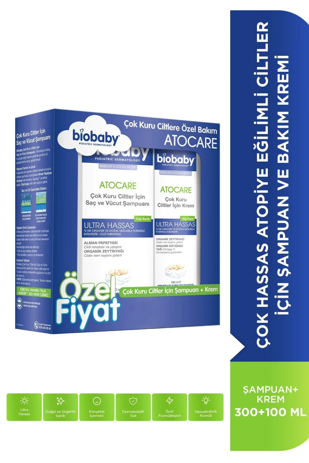 Biobaby Kuru Ve Atopik Ciltler Için Şampuan . + Krem Çok Kuru Ciltler