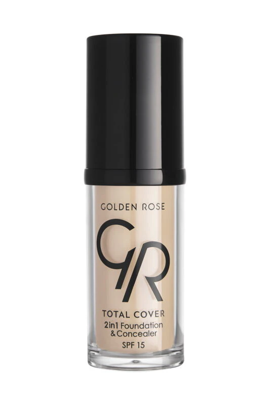 Golden Rose Total Cover 2in1 Foundation & Concealer - 01 Porcelain - 2si1 Arada Fondöten ve Kapatıcı - Total Cover 2in1 Foundation&Concealer | Golden Rose