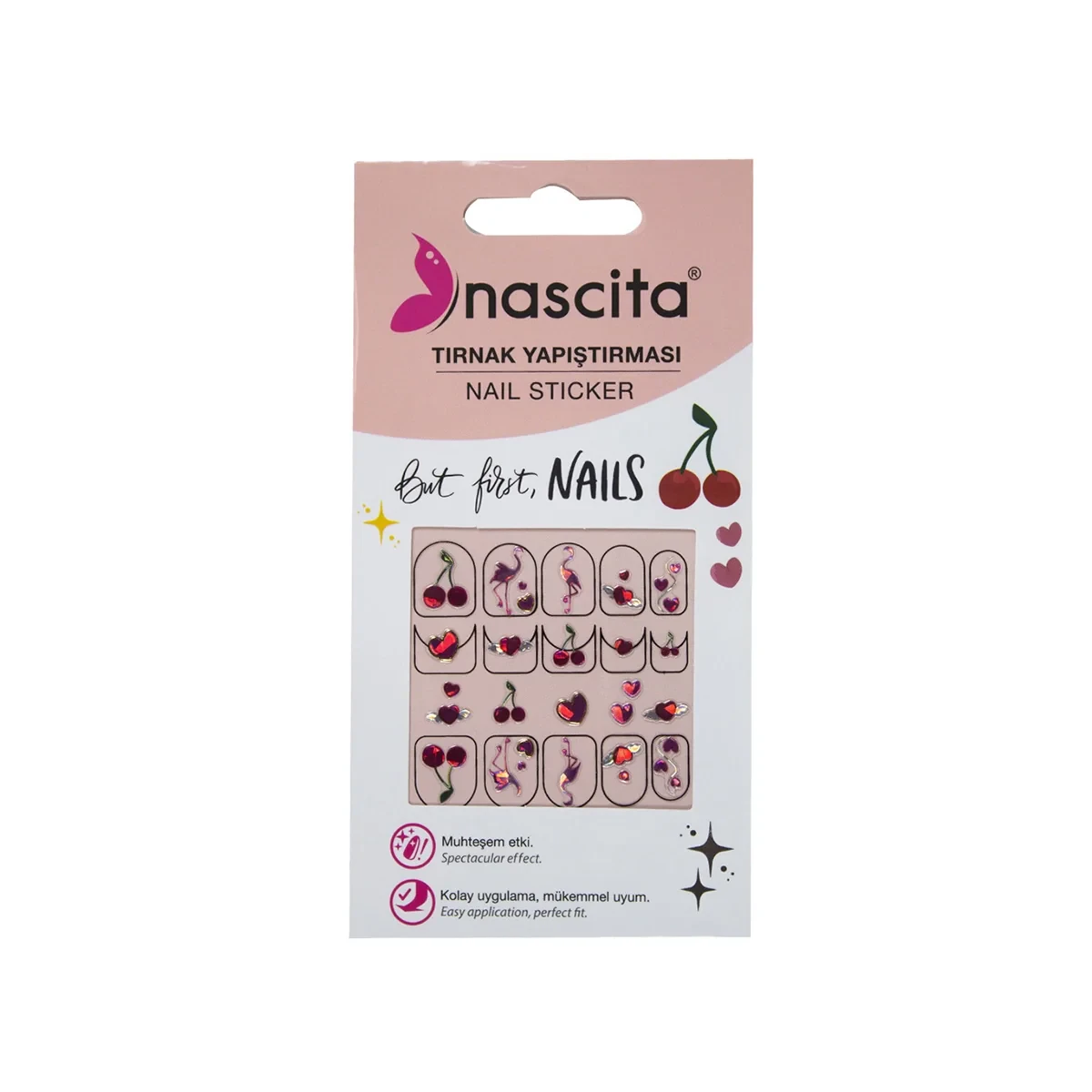 NASCITA Tırnak Sticker Kalp Desen - KARIŞIK / STD