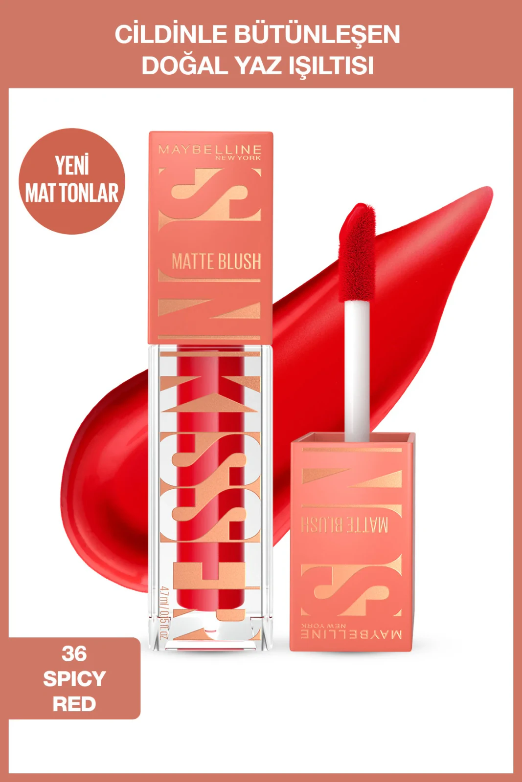 Maybelline New York Sunkisser Likit Mat Allık- 36 Spicy Red | Evdeeczane