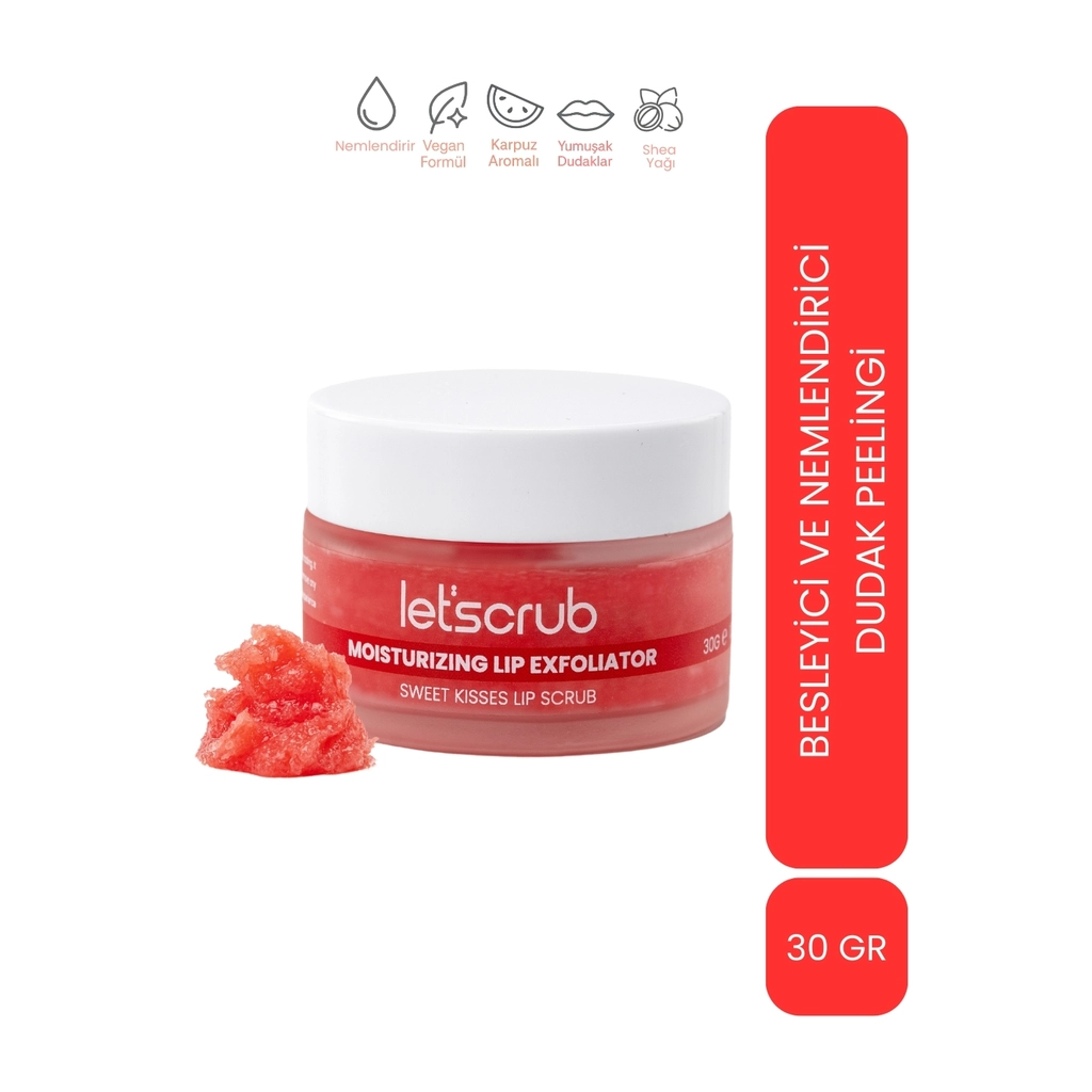 Let'scrub Let'scrub Moisturizing Lip Exfoliator Sweet Kisses Besleyici ve Nemlendirici Dudak Peelingi - Gratis