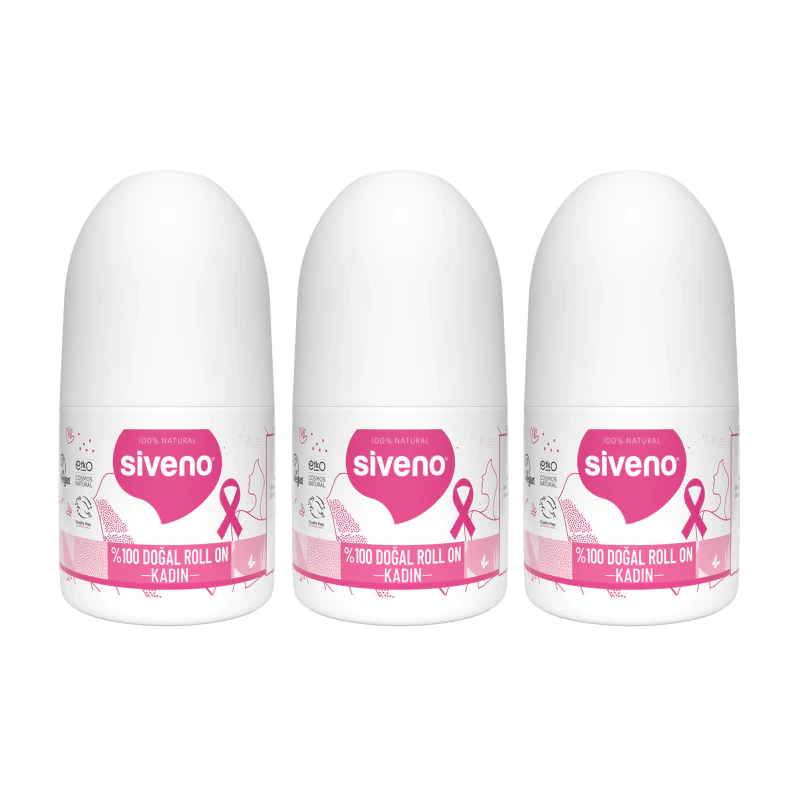Doğal Roll On Kadın Deodorant Ter Kokusu Önleyici Bitkisel Leke Bırakmayan Vegan 50ml x3