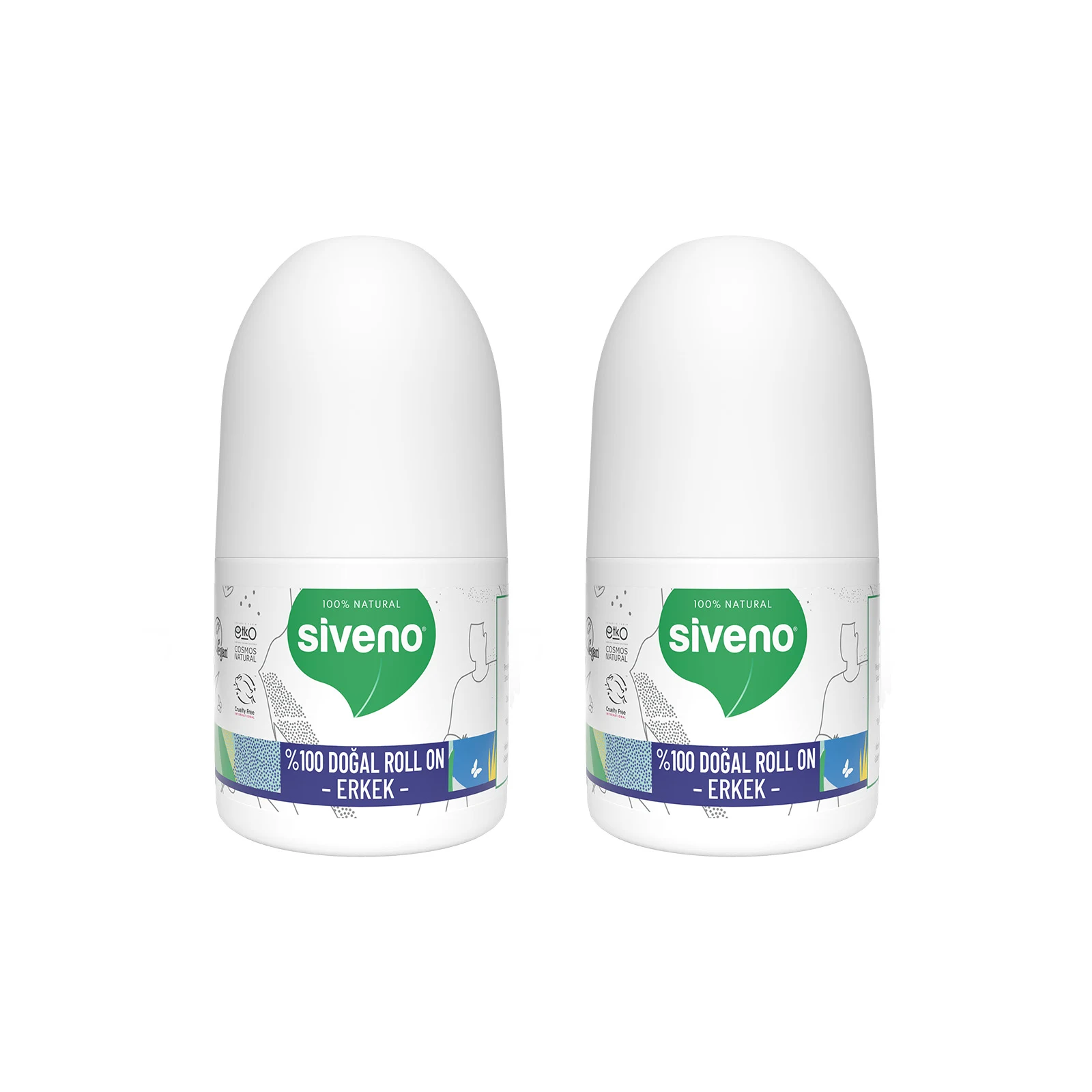 SIVENO Doğal Erkek Roll-On Deodorant Ter Kokusunu Önler ve Leke bırakmaz Bitkisel Erkek Deodorant x2