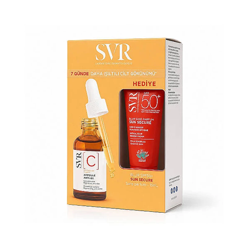 SVR Ampoule Antio-Ox Vitamin C Konsantre Serum 30ml + Sun Secure Blur SPF50+ 15 ml Hediye